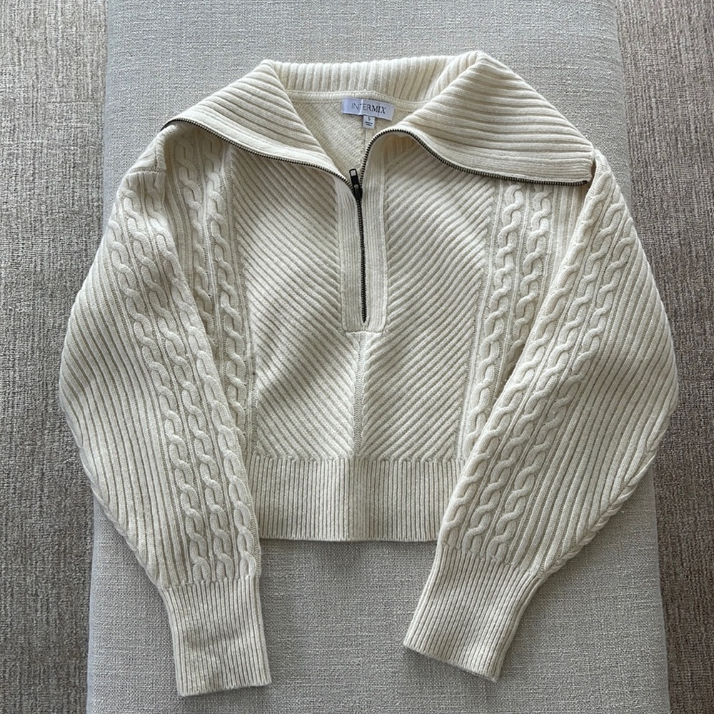 Intermix Cropped Half Zip Sweater